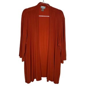 Catherines Womens 4X Rust Orange Open Front Cardigan 3/4 Sleeve Lightweight